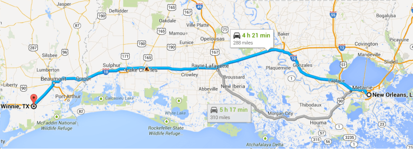 new orleans to winnie, tx