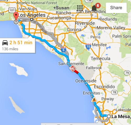 La Mesa to Santa Monica, CA