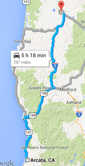 arcata, ca to eugene, or