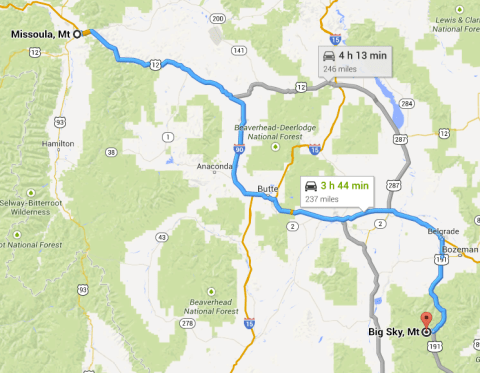 Missoula, Montana to Big Sky, Montana