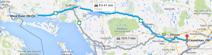 blind river to casselman ontario